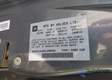 2005 Pontiac Gto from USA, damaged, VIN 6G2VX12U85L396022